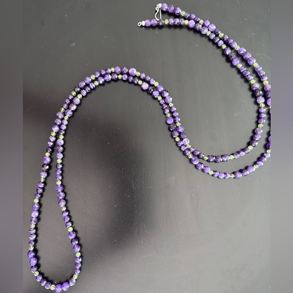 Amethyst & Peridot bead extra long necklace by Jay King - Picture 9 of 13